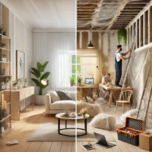 Haz que la mitad de la casa se pueda vivir y en la otra haz la reforma, aunque esto depende de que parte de la casa quieras hacer o que tipo de reforma necesites
